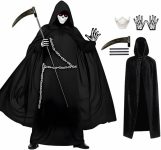 Halloween Grim Reaper Costume, Scary Skull Mask with
