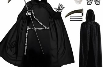 Halloween Grim Reaper Costume, Scary Skull Mask with
