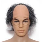 Gvhntk Short Curly Old Man Bald Cap Wig Mad Gray
