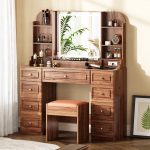 Arulvmrn 43" Makeup Vanity Desk with Mirror and Lights,