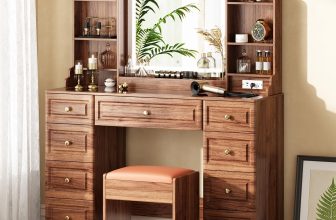 Arulvmrn 43" Makeup Vanity Desk with Mirror and Lights,