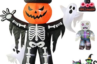 LANGXUN 8ft Skeleton Pumpkin with Ghosts 2025 Halloween