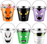 Tioncy 6 Pcs Halloween Pumpkin Bucket Bulk Metal Trick