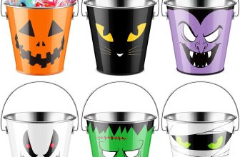 Tioncy 6 Pcs Halloween Pumpkin Bucket Bulk Metal Trick
