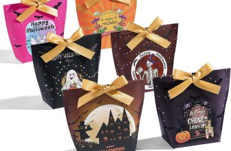 48Pcs Halloween Treat Boxes with Ribbons,6 Patterns