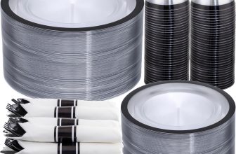 I00000 350 Pcs Clear and Black Plastic Plates,Black