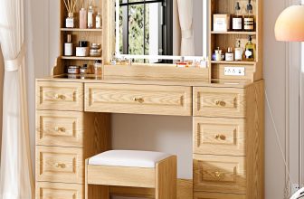 Arulvmrn 43" Makeup Vanity Desk with Mirror and Lights,