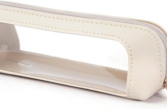 Clear Makeup Brush Bag with Zipper, Leather Slim Clear