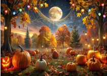 LTLYH 7x5ft Halloween Pumpkin Backdrop Autumn Forest