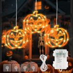 YOUNGAR Thanksgiving Pumpkin Window Lights, 6FT 48 LED