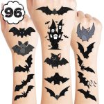 96 PCS Bat Halloween Pre-Cut Temporary Tattoos Birthday