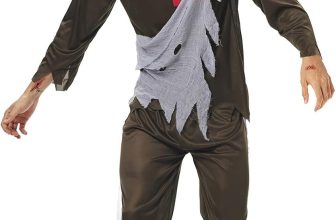 6PCS Adult Men Zombie Costume with Scary Mask Tattoo