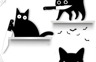 [SET 3] Black Cat Decor Halloween Wall Art, Wooden