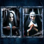 DERAYEE 2PCS Scary Halloween Window Cover Decorations,