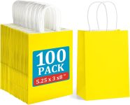 BagDream 5.25x3x8 Inch 100Pcs Yellow Gift Bags with