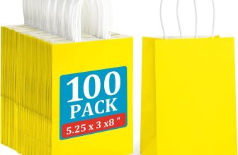 BagDream 5.25x3x8 Inch 100Pcs Yellow Gift Bags with