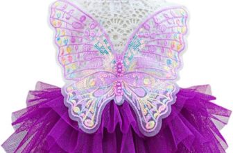 ANIAC Butterfly Dog Dress with Purple Tutu Funny Dog