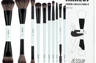 Jessup Makeup Brushes Set 10pcs, Double Sided