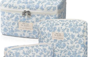 Gosect Makeup Bag, Large Quilted Cosmetic Bag, Big