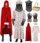 Maiteenly 7 Pcs Couples Halloween Wolf Granny Costume