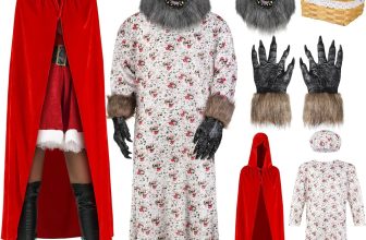 Maiteenly 7 Pcs Couples Halloween Wolf Granny Costume