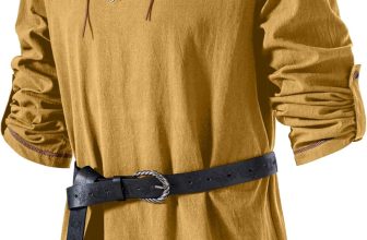 JEMITOP Men's Pure Cotton Vintage Lace Up Shirts for