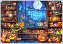 ZTHMOE Fabric 7x5ft Halloween Witch Magic Window