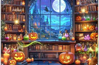 ZTHMOE Fabric 7x5ft Halloween Witch Magic Window