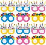 12PCS Happy Birthday Glasses, Birthday Party Paper