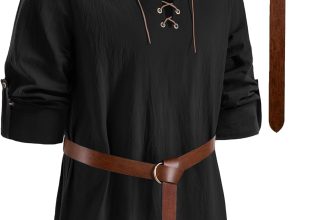 PARTTELY Mens Pirate Shirt Cotton Linen Long Sleeve