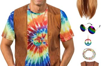Hippie Costume for Men 60s 70s - Tie Dye Shirt with