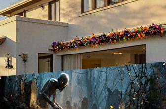 Nuxovilar Halloween Banner with Scary Zombie Graveyard