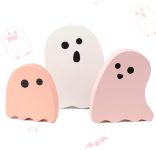Amorita Pink Halloween Decor - 3pcs Cute Ghost Wood