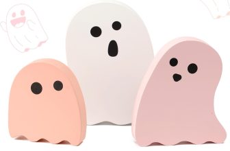 Amorita Pink Halloween Decor - 3pcs Cute Ghost Wood