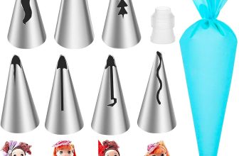 Suuker Ruffle Piping Tips Set, Seamless Stainless Steel