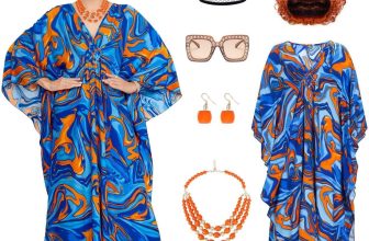 6Pcs Women Landlady Costume Caftan Dress Curly Wig