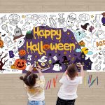 Halloween Giant Coloring Poster Tablecloth Disposable,