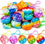 JOYIN Round Pop Fidget Keychain 30 Pack Pop Fidget Toys