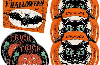 Whaline 72 Pcs Halloween Tableware Supplies Kit Retro