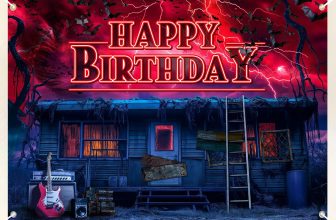 HANYING Horror Cabin Red Lightning Backdrop Spooky Bat