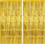 2 Pack Gold Backdrop Birthday Decorations Foil Curtain