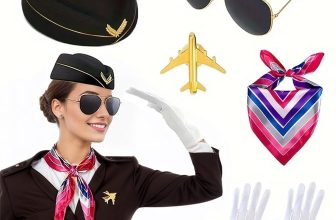 Flight Costume Set Beret Scarf White Gloves Sunglasses
