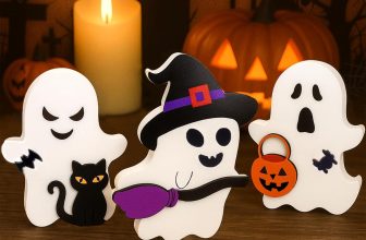 Halloween Decorations Indoor, Cute Wooden, Ghost Cat