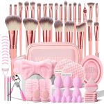 HGHDBT 70Pcs Pink Makeup Brushes Set Professional