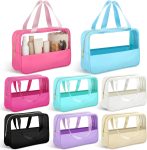 Hillban 8 Pcs Large Clear Travel Bags with Handle Bulk