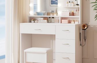 LIVELYGLOW White Makeup Vanity with HD Mirror & 10 LED