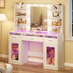 HUAHUU Vanity Desk, Makeup Vanity Desk with Mirror and