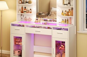 HUAHUU Vanity Desk, Makeup Vanity Desk with Mirror and