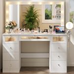 IFSEB Makeup Vanity Desk with LED Lights and Large