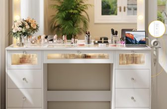IFSEB Makeup Vanity Desk with LED Lights and Large